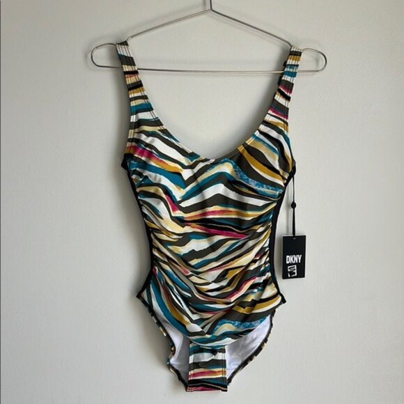 DKNY Swirl Print One Piece Swimsuit - 4 - Picture 2 of 9